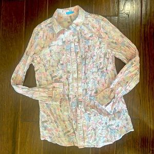 J McLaughlin Lois crinkle button down top Medium